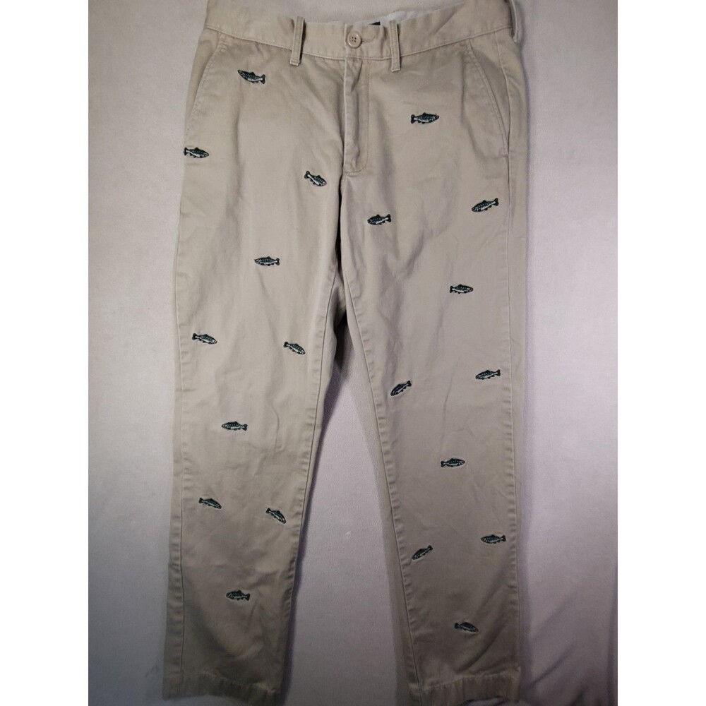 J.Crew The Sutton Chinos Mens 32x32 Khaki Embroidered Fish All Over Trousers